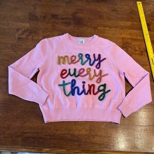 Queen of Sparkles girls merry every thing Pink Sweater Colorful Lettering size M